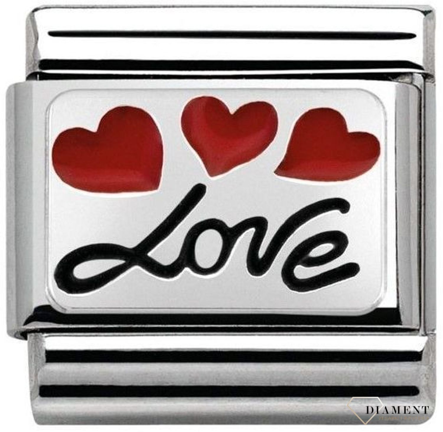 Nomination - Link 925 zawieszka srebro 'Napis Love z serduszkami' 330208 06 biżuteria nomination nomination zawieszki nomination baza.jpg